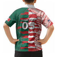 Custom USA And Mexico Football Hawaiian Shirt Split Flag Golden Trophy Grunge