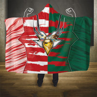 USA And Mexico Football Hooded Blanket Split Flag Golden Trophy Grunge