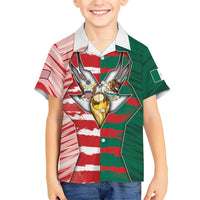 Custom USA And Mexico Football Kid Hawaiian Shirt Split Flag Golden Trophy Grunge