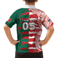 Custom USA And Mexico Football Kid Hawaiian Shirt Split Flag Golden Trophy Grunge