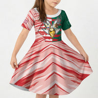 Custom USA And Mexico Football Kid Short Sleeve Dress Split Flag Golden Trophy Grunge