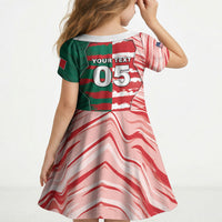 Custom USA And Mexico Football Kid Short Sleeve Dress Split Flag Golden Trophy Grunge
