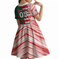 Custom USA And Mexico Football Kid Short Sleeve Dress Split Flag Golden Trophy Grunge