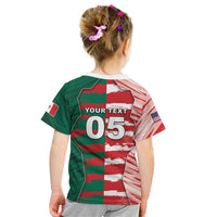Custom USA And Mexico Football Kid T Shirt Split Flag Golden Trophy Grunge