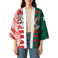 Custom USA And Mexico Football Kimono Split Flag Golden Trophy Grunge