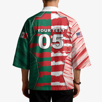 Custom USA And Mexico Football Kimono Split Flag Golden Trophy Grunge