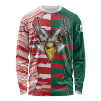 Custom USA And Mexico Football Long Sleeve Shirt Split Flag Golden Trophy Grunge