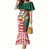 Custom USA And Mexico Football Mermaid Dress Split Flag Golden Trophy Grunge
