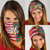 USA And Mexico Football Neck Gaiter Split Flag Golden Trophy Grunge
