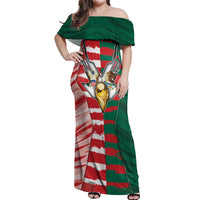 Custom USA And Mexico Football Off Shoulder Maxi Dress Split Flag Golden Trophy Grunge