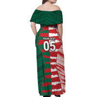 Custom USA And Mexico Football Off Shoulder Maxi Dress Split Flag Golden Trophy Grunge