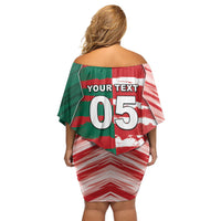 Custom USA And Mexico Football Off Shoulder Short Dress Split Flag Golden Trophy Grunge