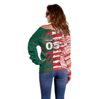 Custom USA And Mexico Football Off Shoulder Sweater Split Flag Golden Trophy Grunge