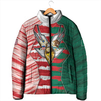 Custom USA And Mexico Football Padded Jacket Split Flag Golden Trophy Grunge