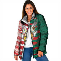 Custom USA And Mexico Football Padded Jacket Split Flag Golden Trophy Grunge