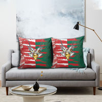 USA And Mexico Football Pillow Cover Split Flag Golden Trophy Grunge