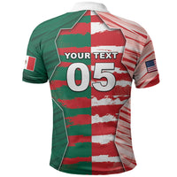 Custom USA And Mexico Football Polo Shirt Split Flag Golden Trophy Grunge