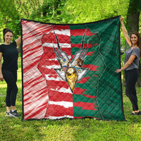 USA And Mexico Football Quilt Split Flag Golden Trophy Grunge