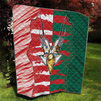 USA And Mexico Football Quilt Split Flag Golden Trophy Grunge