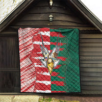 USA And Mexico Football Quilt Split Flag Golden Trophy Grunge
