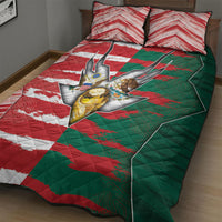 USA And Mexico Football Quilt Bed Set Split Flag Golden Trophy Grunge