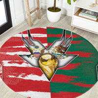 USA And Mexico Football Round Carpet Split Flag Golden Trophy Grunge