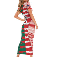 Custom USA And Mexico Football Short Sleeve Bodycon Dress Split Flag Golden Trophy Grunge