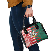 USA And Mexico Football Shoulder Handbag Split Flag Golden Trophy Grunge