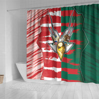 USA And Mexico Football Shower Curtain Split Flag Golden Trophy Grunge