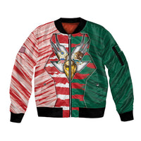 Custom USA And Mexico Football Sleeve Zip Bomber Jacket Split Flag Golden Trophy Grunge