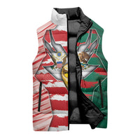 Custom USA And Mexico Football Sleeveless Puffer Jacket Split Flag Golden Trophy Grunge