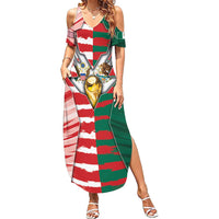 Custom USA And Mexico Football Summer Maxi Dress Split Flag Golden Trophy Grunge