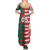 Custom USA And Mexico Football Summer Maxi Dress Split Flag Golden Trophy Grunge