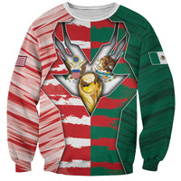 Custom USA And Mexico Football Sweatshirt Split Flag Golden Trophy Grunge
