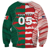 Custom USA And Mexico Football Sweatshirt Split Flag Golden Trophy Grunge