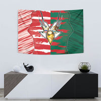 USA And Mexico Football Tapestry Split Flag Golden Trophy Grunge