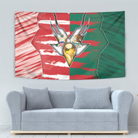 USA And Mexico Football Tapestry Split Flag Golden Trophy Grunge