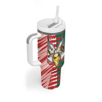 Custom USA And Mexico Football Tumbler With Handle Split Flag Golden Trophy Grunge