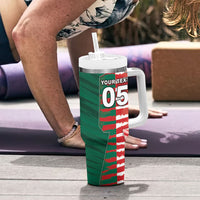 Custom USA And Mexico Football Tumbler With Handle Split Flag Golden Trophy Grunge