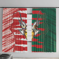 USA And Mexico Football Window Curtain Split Flag Golden Trophy Grunge