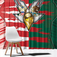 USA And Mexico Football Window Curtain Split Flag Golden Trophy Grunge