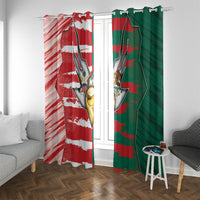 USA And Mexico Football Window Curtain Split Flag Golden Trophy Grunge