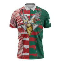 Custom USA And Mexico Football Zipper Polo Shirt Split Flag Golden Trophy Grunge