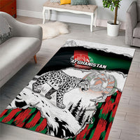 Afghanistan Area Rug Snow Leopard With Flag Ripped Style