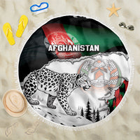 Afghanistan Beach Blanket Snow Leopard With Flag Ripped Style