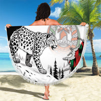 Afghanistan Beach Blanket Snow Leopard With Flag Ripped Style