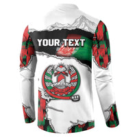 Personalized Afghanistan Button Sweatshirt Snow Leopard With Flag Ripped Style