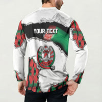 Personalized Afghanistan Button Sweatshirt Snow Leopard With Flag Ripped Style