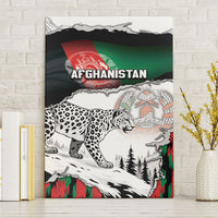 Afghanistan Canvas Wall Art Snow Leopard With Flag Ripped Style
