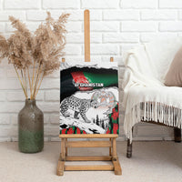 Afghanistan Canvas Wall Art Snow Leopard With Flag Ripped Style